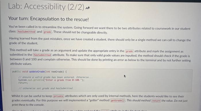 Solved In the last labs we implemented a class. Here we will | Chegg.com