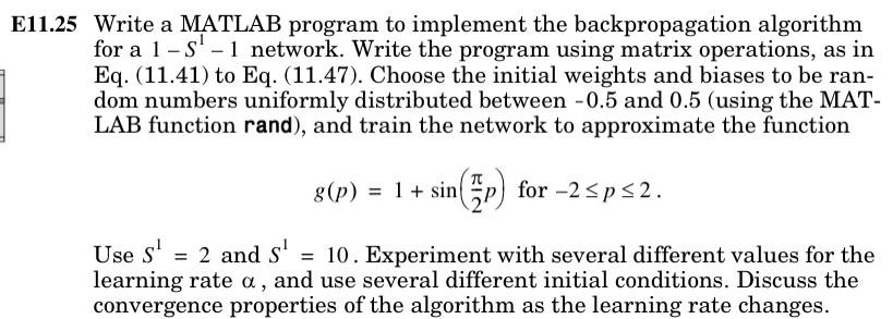 Solved E11.25 Write a MATLAB program to implement the | Chegg.com