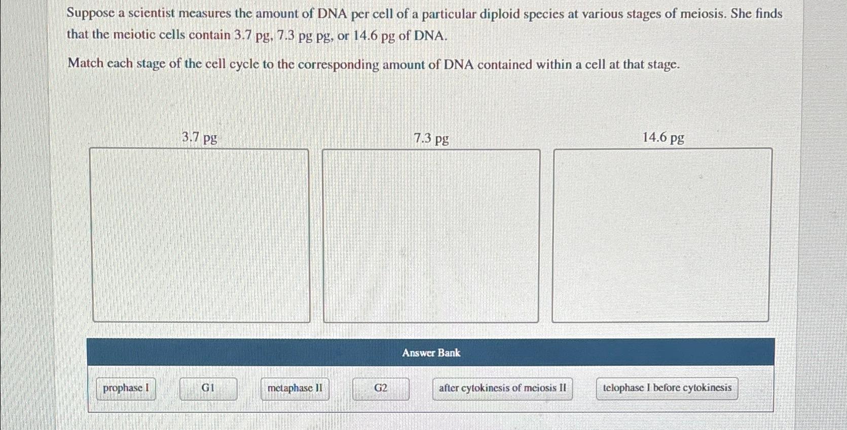 Solved Suppose a scientist measures the amount of DNA per | Chegg.com