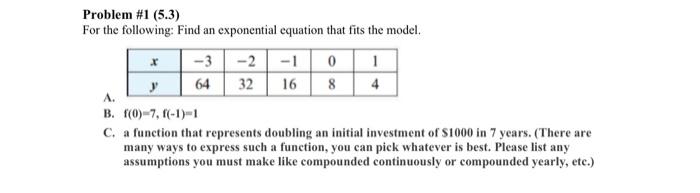 Solved Problem #1 (5.3) For The Following: Find An | Chegg.com