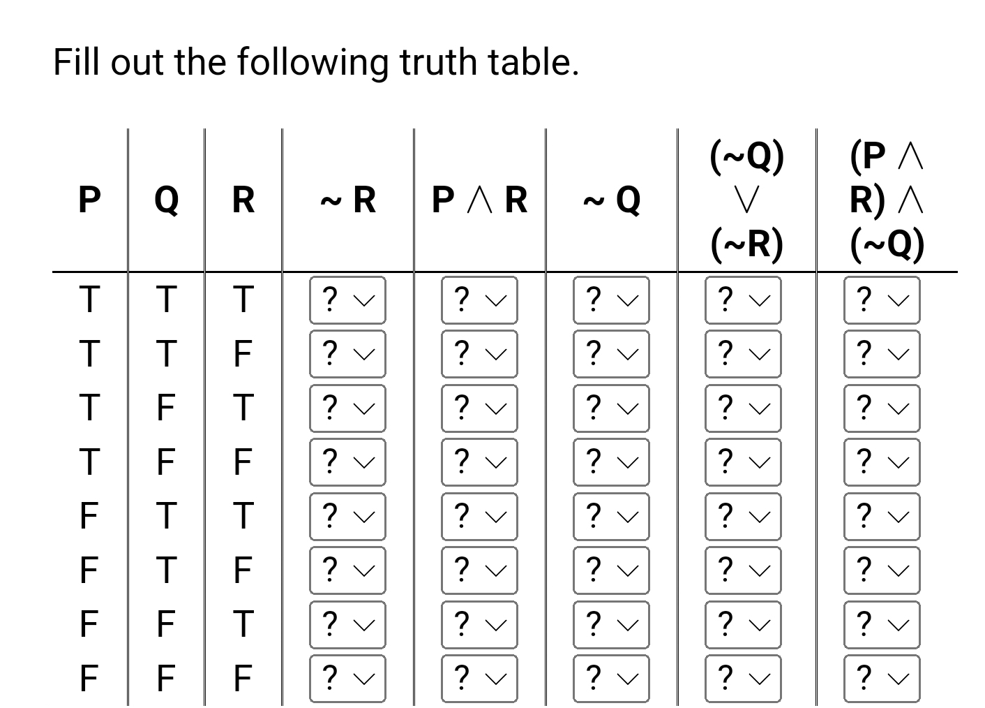 Solved How To Solve Fill Out The Following Truth Table 3961