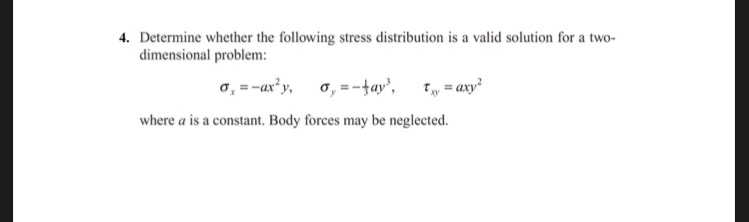 Solved Determine whether the following stress distribution | Chegg.com