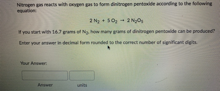 Nitrogen Gas Reacts With Oxygen Gas To Form Chegg 