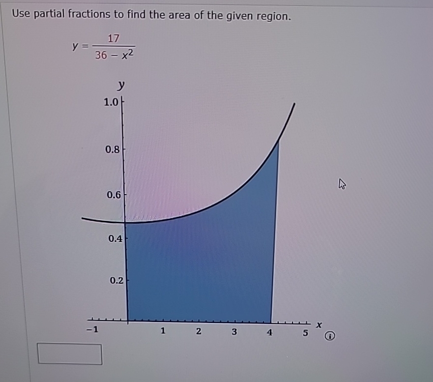 Solved Use partial fractions to find the area of the given | Chegg.com