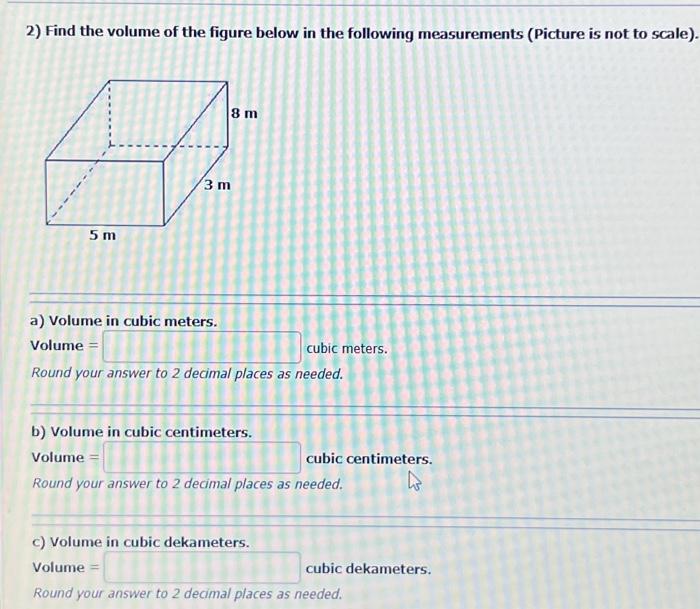 Solved 2) Find The Volume Of The Figure Below In The | Chegg.com