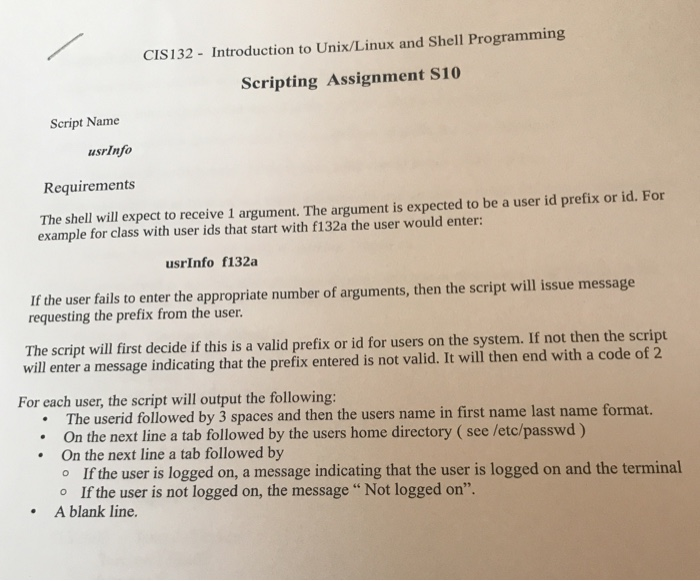 i am a college student taking an intro to linux shell | Chegg.com