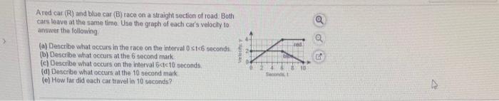 Solved A Red Car (R) And Blue Car (B) Race On A Straight | Chegg.com