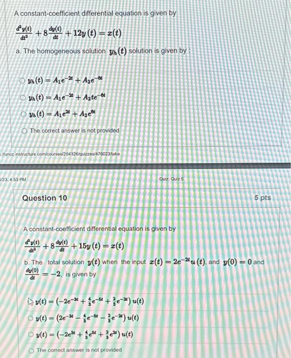 Solved A constant-coefficient differential equation is given | Chegg.com