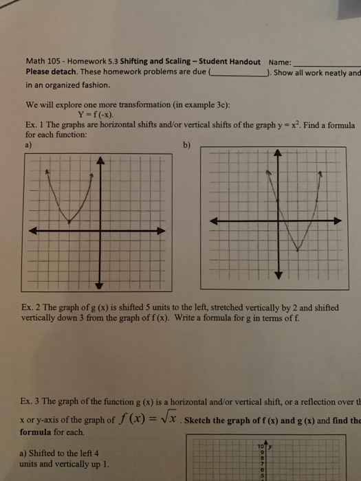 Solved Math 105 Homework 5 3 Shifting And Scaling Stu Chegg Com
