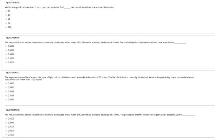 Solved QUESTION 11 Let z be a normal random variable with | Chegg.com