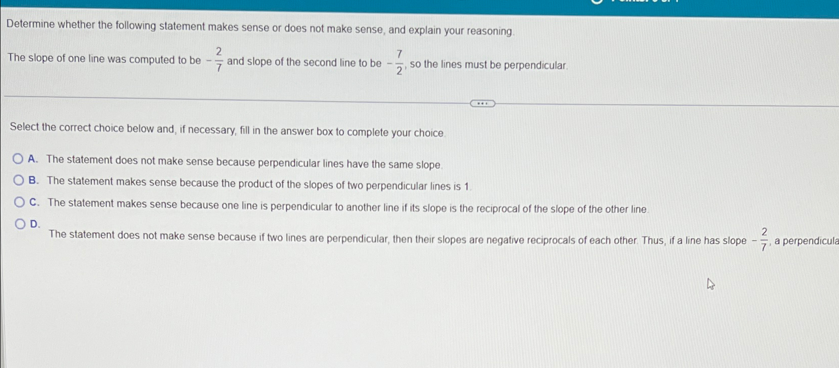 Solved Determine whether the following statement makes sense | Chegg.com