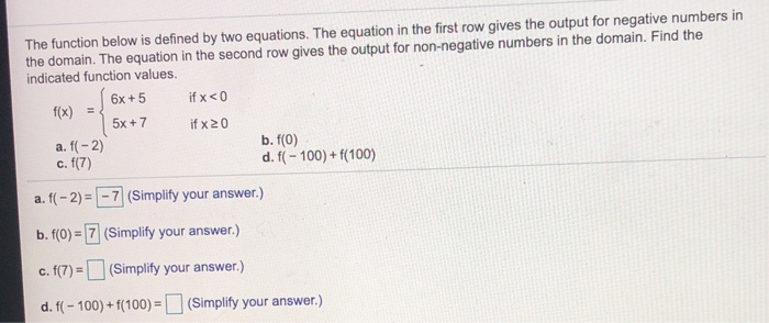 Solved The function below is defined by two equations. The | Chegg.com