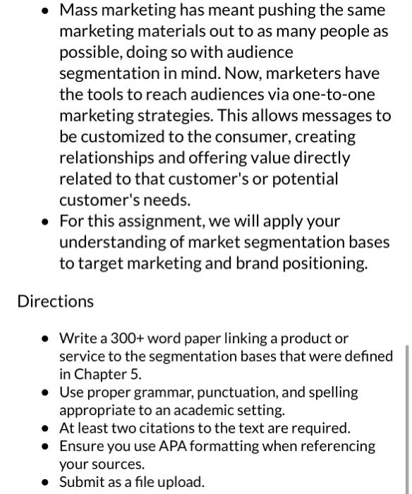 marketing segmentation assignment