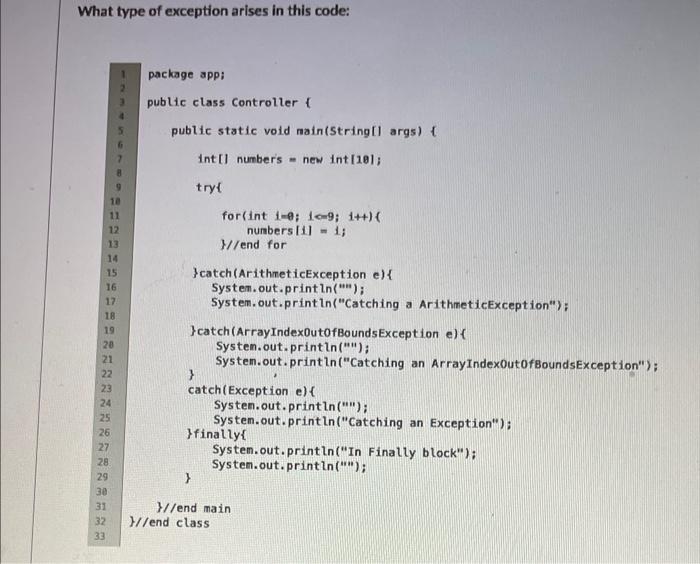 Solved What type of exception arises in this code None