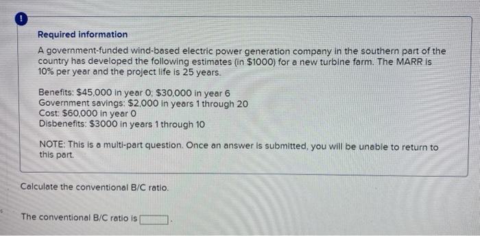 Solved Required Information A Government-funded Wind-based | Chegg.com