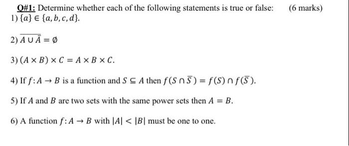 Solved Q#1: Determine whether each of the following | Chegg.com