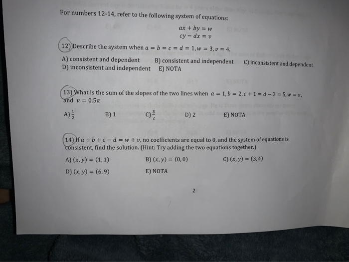 Solved For Numbers 12 14 Refer To The Following System O Chegg Com