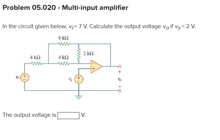 Solved Problem 05.020 - ﻿Multi-input amplifier In ﻿the | Chegg.com