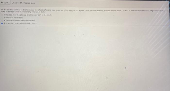 Solved Dona Chapter 11 Practice Quiz in the study described | Chegg.com