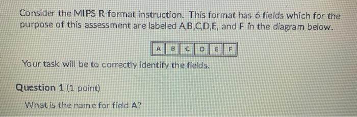 Solved Consider the MIPS R-format instruction. This format | Chegg.com
