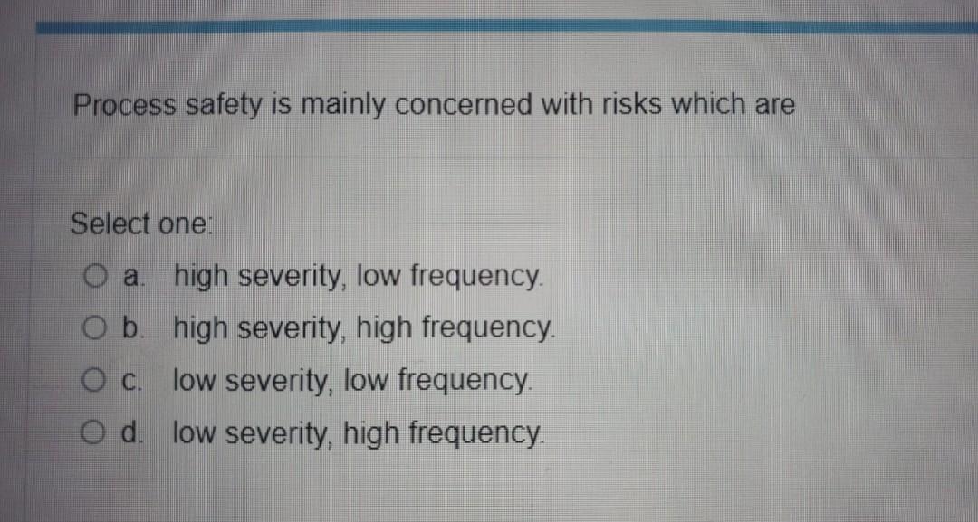 Solved Process safety is mainly concerned with risks which | Chegg.com