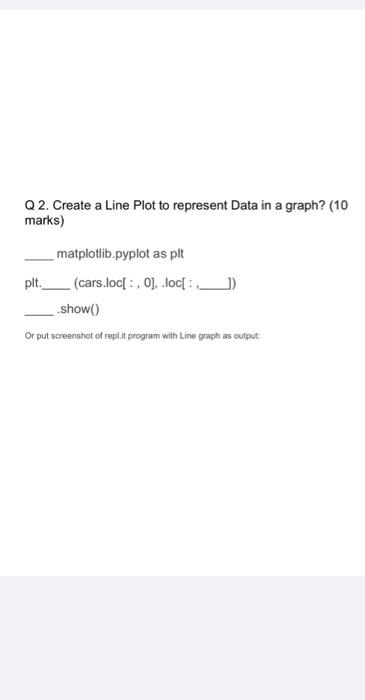 Solved Q2. Create a Line Plot to represent Data in a graph? | Chegg.com