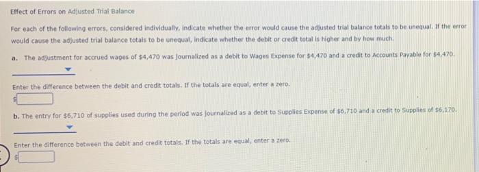Solved Effect of Errors on Adjusted Trial Balance For each | Chegg.com