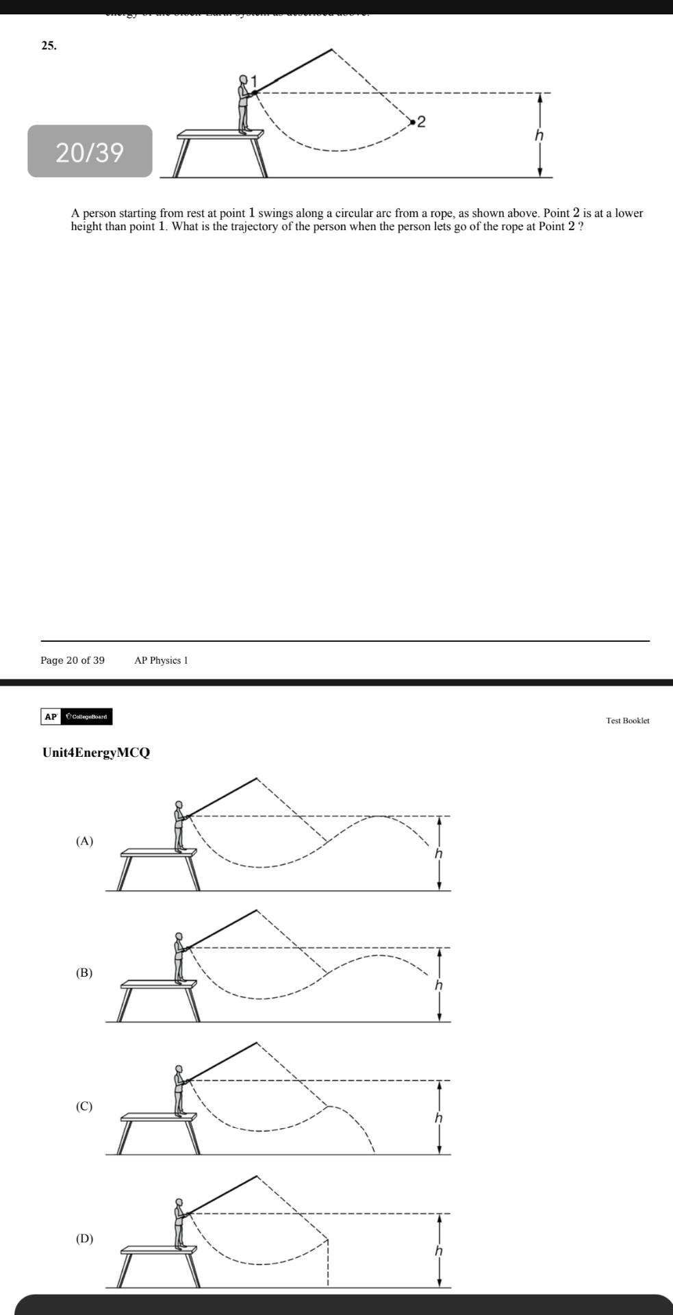 Solved 25. 2 20/39 A person starting from rest at point 1 | Chegg.com