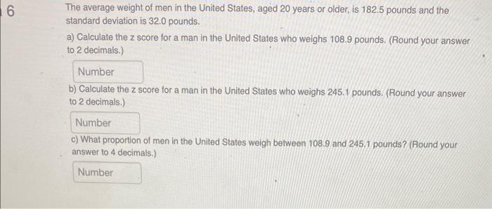 Solved The Average Weight Of Men In The United States Aged Chegg Com   Image