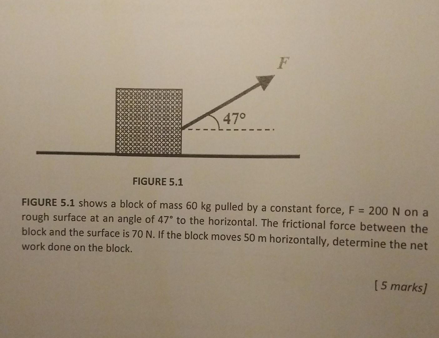 Solved FIGURE 5.1 Shows A Block Of Mass 60 Kg Pulled By A | Chegg.com