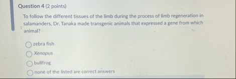 Solved Question 4 (2 ﻿points)To follow the different tissues | Chegg.com