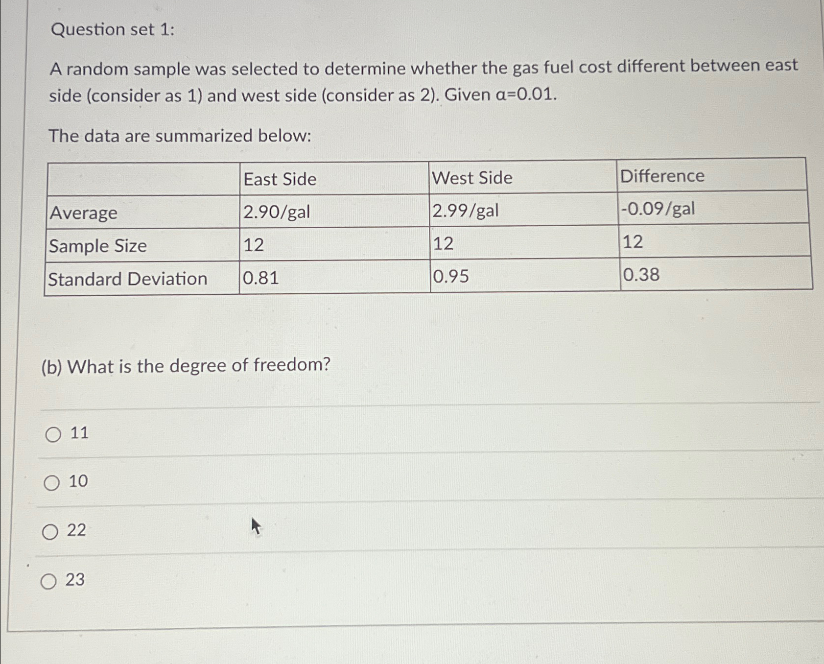 Solved Question set 1:A random sample was selected to | Chegg.com