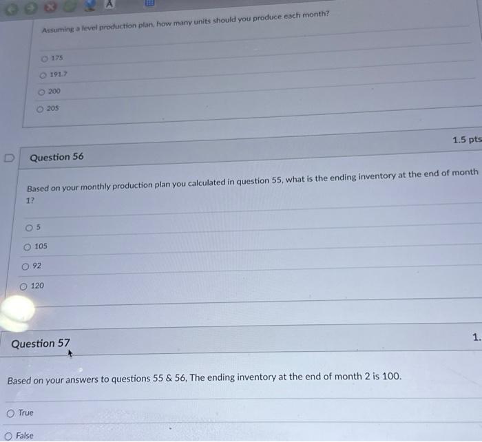 Solved Questions 55 thru 57 are based on the following: | Chegg.com