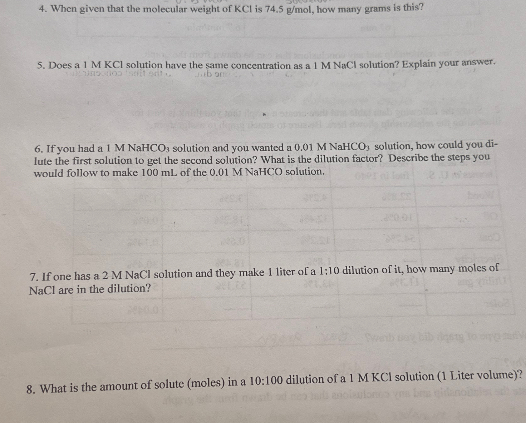 Solved When given that the molecular weight of KCl ﻿is | Chegg.com