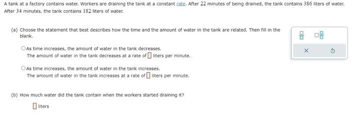 Solved A tank at a factory contains water. Workers are | Chegg.com