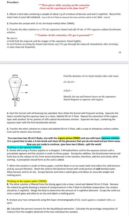 1. Obtain a test tube containing a sample of about \( 1 \mathrm{c} \) of a miathare of berasic acid and 2 -naphthol. Record t