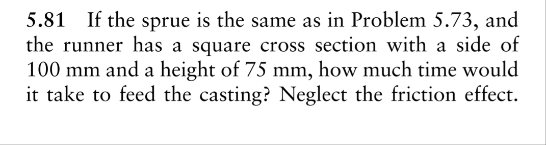 5.81 ﻿If the sprue is the same as in Problem | Chegg.com