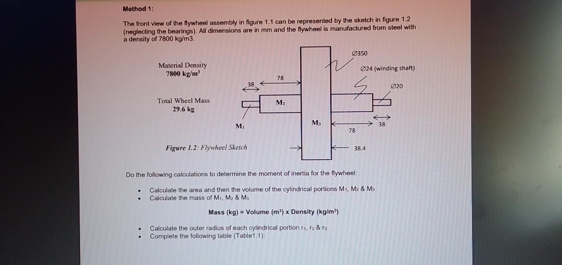 Aim Calculate the moment of inertia of a flywheel