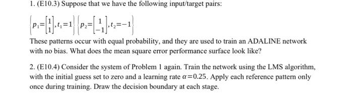Solved 1. (E10.3) Suppose that we have the following | Chegg.com