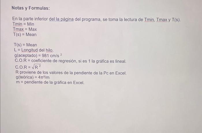 En la parte inferior del la página del programa, se toma la lectura de Tmin, Tmax y T(s). \( T \min =\operatorname{Min} \) Tm