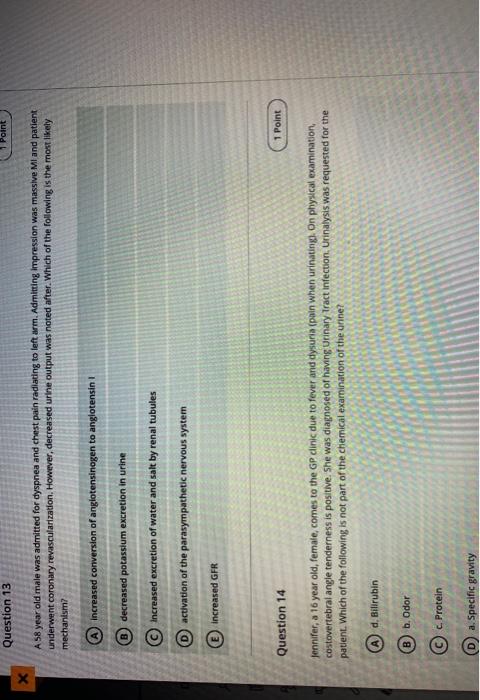 Solved Question 13 Point A 58 year old male was admitted for | Chegg.com