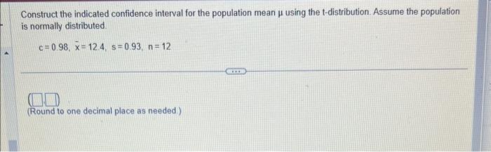 Solved Construct the indicated confidence interval for the | Chegg.com