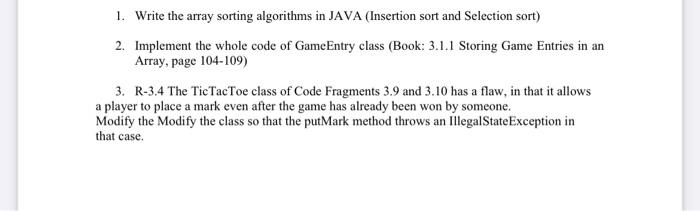 Solved 1. Write the array sorting algorithms in JAVA | Chegg.com