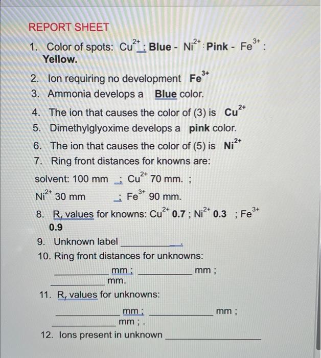 Solved Paper Chromatography DATA Calculate Rf values for