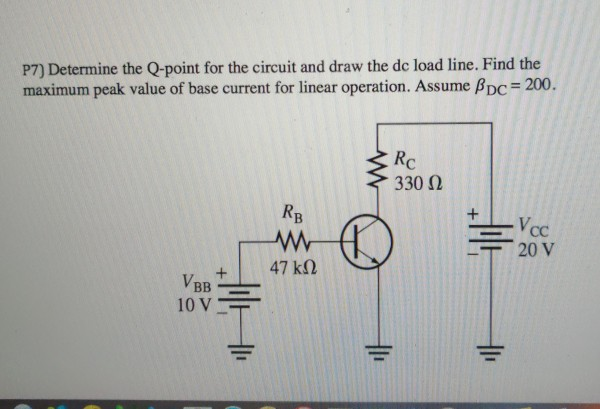 Solved P7) Determine the Q-point for the circuit and draw | Chegg.com