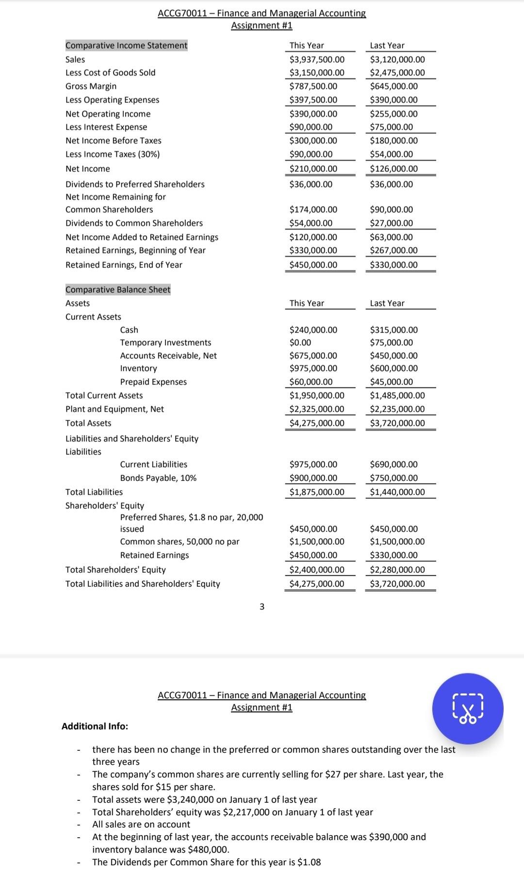 Solved ACCG70011 - Finance And Managerial Accounting | Chegg.com