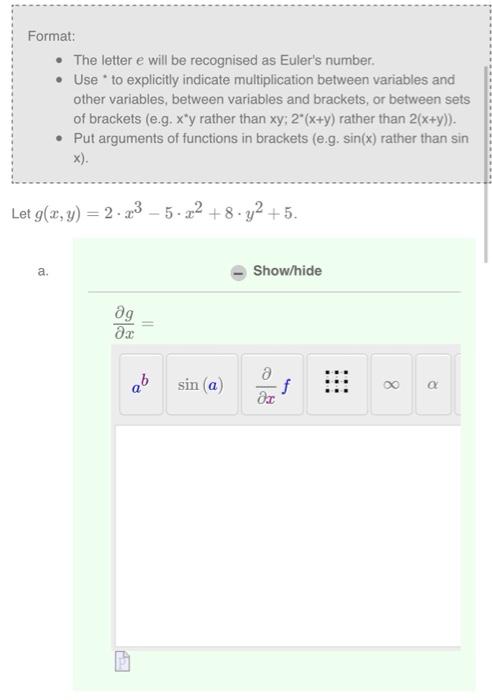 Solved Format: • The letter e will be recognised as Euler's | Chegg.com