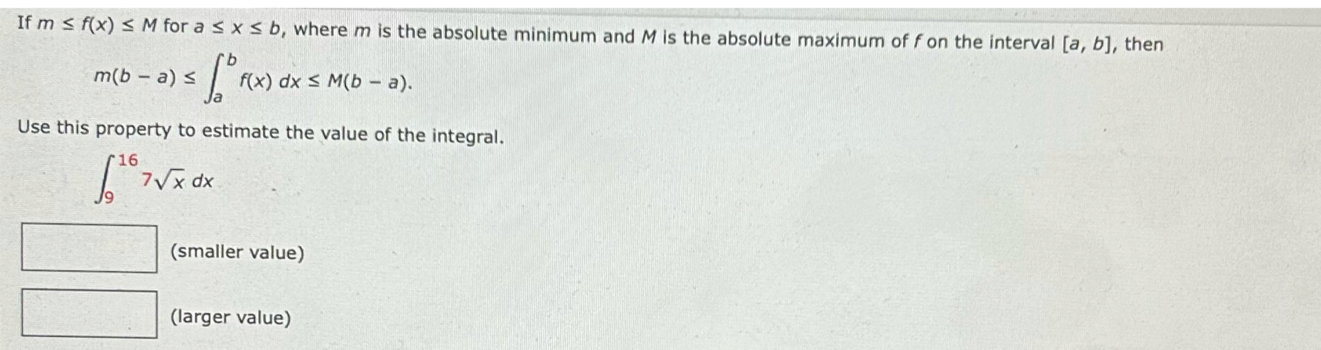 Solved If m≤f(x)≤M ﻿for a≤x≤b, ﻿where m ﻿is the absolute | Chegg.com