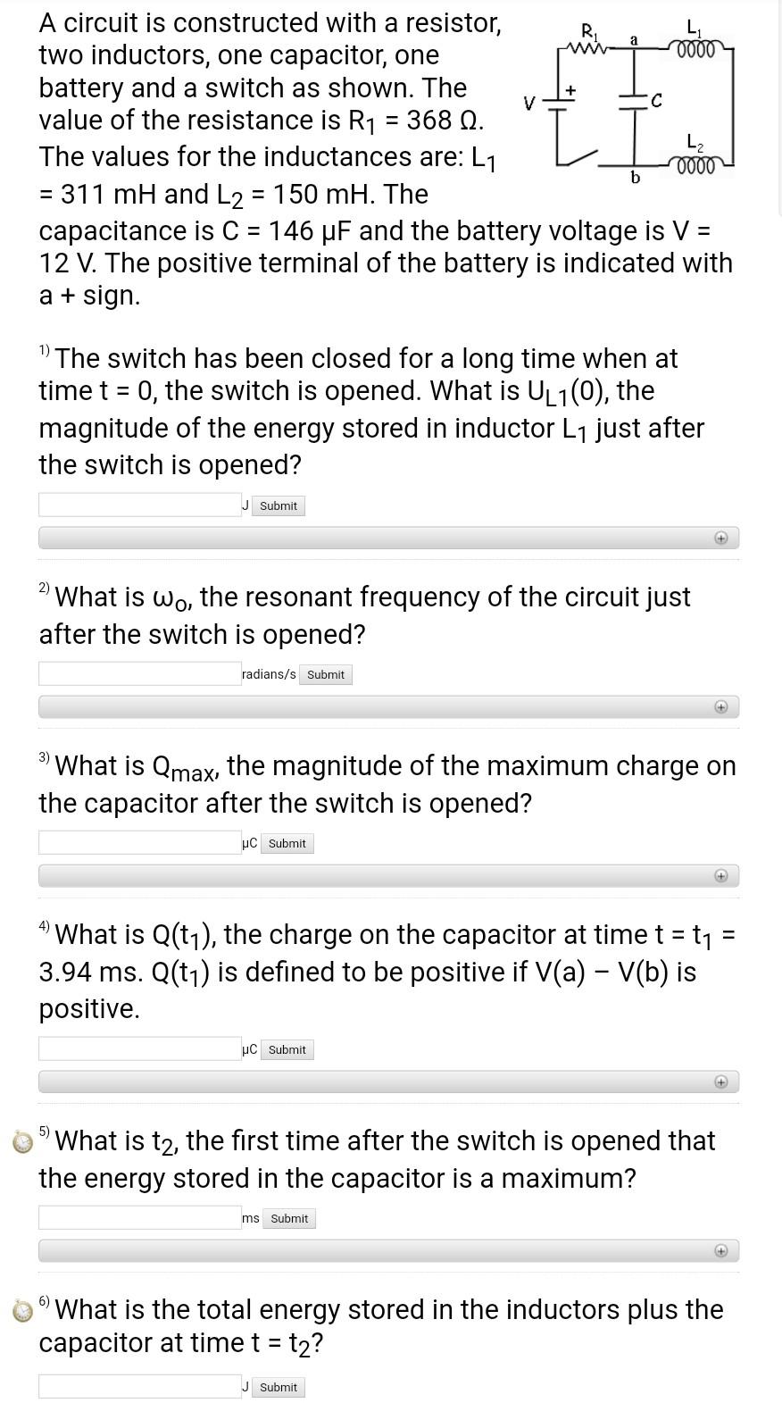 Solved V S A Circuit Is Constructed With A Resistor Two Chegg Com