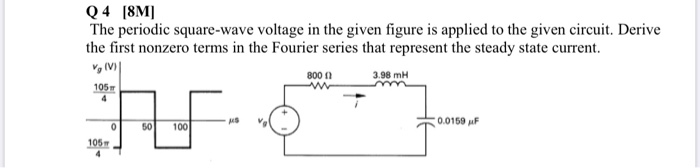 Solved Q4 [8M] The periodic square-wave voltage in the given | Chegg.com